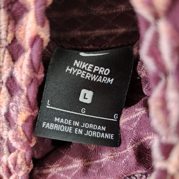 Nike Pro Top Women Large Maroon Hyperwarm Turtleneck Long Sleeve Shirt Workout - Picture 9 of 11